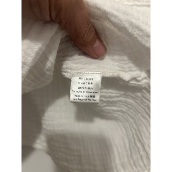 National White Embroidered Cotton Tunic Plus Size 3X Modest Summer 3/4 Sleeve - Picture 5 of 6